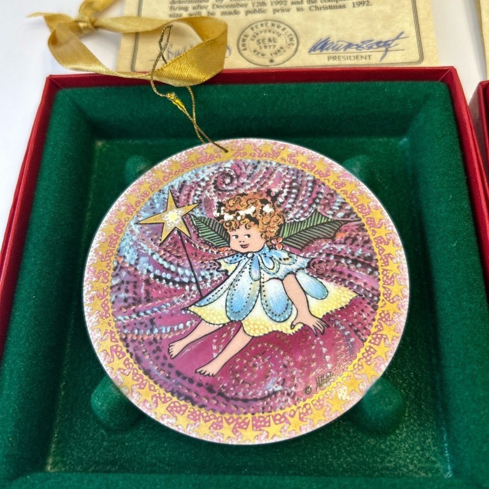 2 Anna-Perenna porcelain ornament angels First Angel & Angel Girl Original Box - Picture 2 of 7